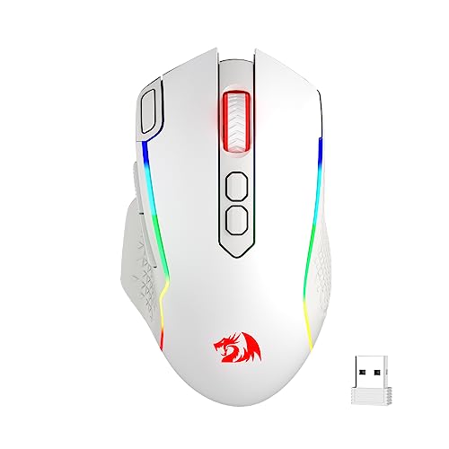 Redragon M810 Pro Kabellose Gaming-Maus, 10000 DPI Kabelgebundene/Kabellose Maus mit Schnellfeuertaste, 8 Makrotasten, 45 Stunden Dauerleistung und RG
