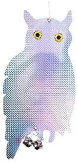 ErKan Bird Repellent Birds Scare Deterrent Devices 15.5-inch Reflective Hanging Owl with Bells Pest Control (3 Pack)