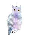 ErKan Bird Repellent Birds Scare Deterrent Devices 15.5-inch Reflective Hanging Owl with Bells Pest Control (3 Pack)