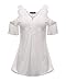 ZANZEA Ladies Off Shoulder Lace Crochet Hollow Long Sleeve Loose Blouse Tops (10, Short Sleeve White)