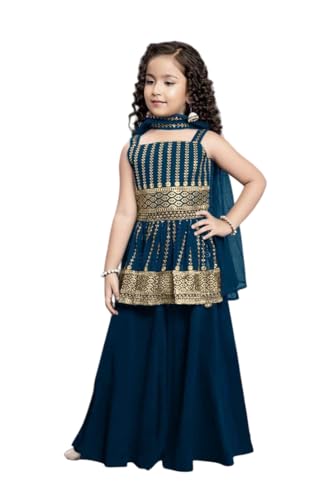 Glamora Traditional Lehenga Choli Set with Gold Embroidery, Girls Salwar Kameez, Indian Festival Wear, Ethnic Party Dress