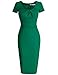 MUXXN Women's 1950s Vintage Short Sleeve Pleated Pencil Dress(XL,Green)