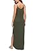 HUSKARY Women's Summer Casual Sleeveless V Neck Strappy Split Loose Dress Beach Cover Up Long Cami Maxi Dresses with Pocket Army Green