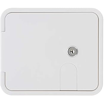 Dumble Low Profile Electric Cable Hatch RV Electric Cord - White RV Camper Electric Cord Cover 7.5in x 6.5in Square