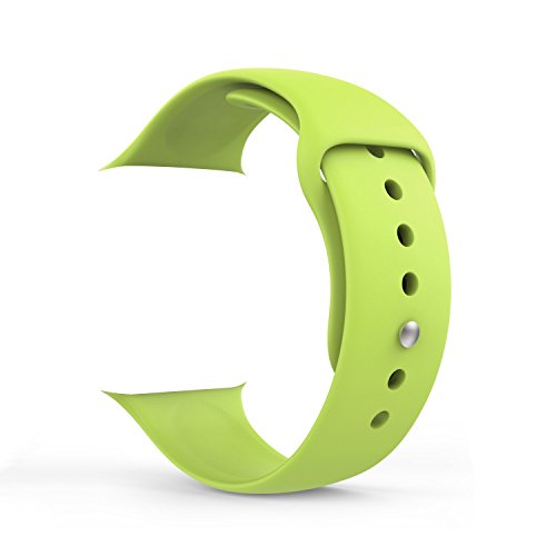Noubco Apple Watch Sport Band 42 mm Soft Silicone Replacement Stainless Steel Pin - Small/Medium/Large - Green
