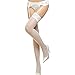 Yolev Womens Lace Hosiery Thigh High Stockings with Adjustable Garter Belt, White, OS