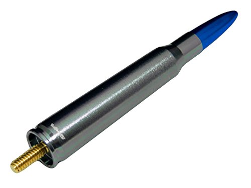 50 Caliber GUNMETAL BLUE TIP BULLET ANTENNA in Heavy Gauge Billet Aluminum Short for Jeep Wrangler JK Sahara Sport Rubicon Unlimited Fifty 2007 2008 2009 2010 2011 2012 2013 2014 2015 2016 2017