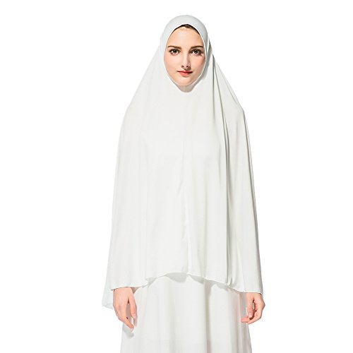 Zhengpin Women's Muslim Ramadan Soft Lightweight Jersey Hijab Long style Scarf (White, XL)