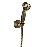 Rozin Antique Brass Handheld Showerhead + Shower Holder + Shower Hose