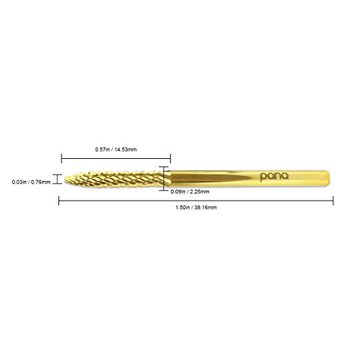 Pana 3/32" Under Nail Cleaner Safety Nail Carbide Bit - Gold Color (Grit: Fine - F) for Electric Dremel Drill Machine
