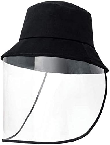 Godmorn Protective Face Shield Fisherman Hat Bucket Saftey Face Cover Cap Protective Visor Anti Spitting for Adults Black (1Pc)