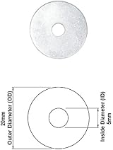 TERF M5 x 20mm Zinc Plated Steel Penny Washers Fender Mudguard Large Diameter view 2