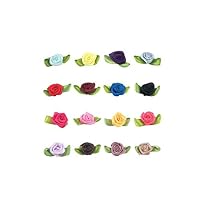 crystal004 100Pcs Mini Satin Ribbon Flower Silk Rose Head Ribbon DIY Wedding Bow Appliques Craft Sewing Clothing Accessories Decoration,Mix