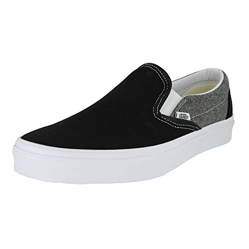 Vans Mens U Clasic Slip ON Chambray Canvas Black True WHT Size 9