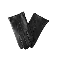 Warm Cashmere Lining Black Genuine Leather Winter Gloves for Men Full-Hand Touchscreen Texting