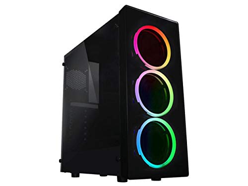 Raidmax NEON Gaming Computer Case See-Through Front and Side Panel with 3 Front Fans Pre-Installed (Best Gaming Pc Case Under 50)