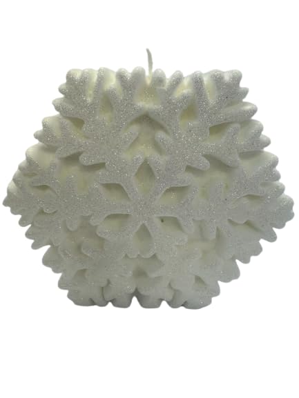 Glitter Finish Snowflake Candle (1 Pack) White Color 6.7 x 1.6 x 6