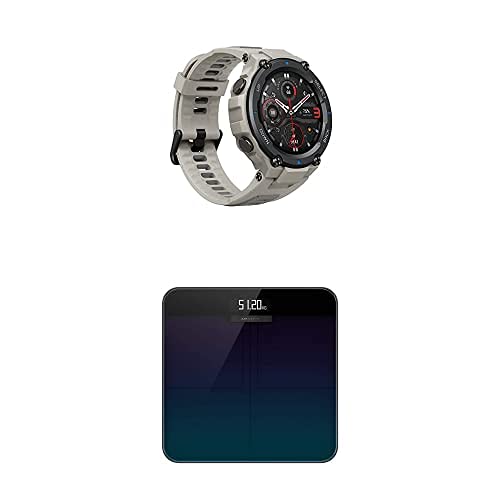 Amazfit T-Rex Pro Smart Watch (Grey) Smart Scale Bundle, Heart
