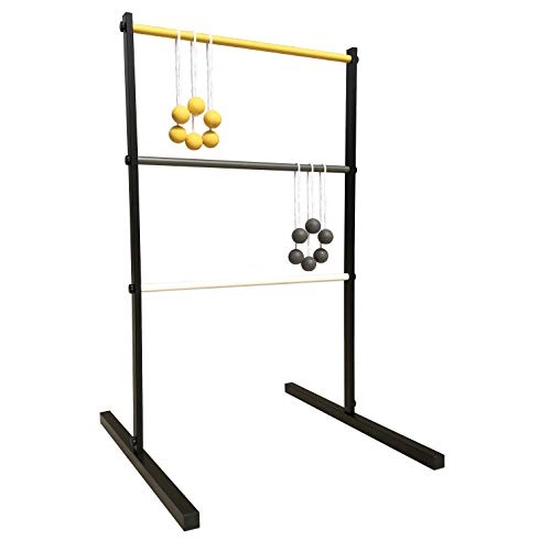 JaperBees Bumblebee Metal Ladder Toss Outdoor Lawn Game Set with Premium Rubber Golf Ball Bolos and Heavy Duty Carrying Case