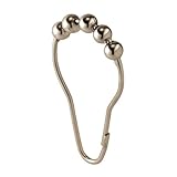 iDesign Rust-Resistant Steel Shower Curtain Gliding Roller Ring/Hook Set - Satin Brushed Nickel (Pack of 12)