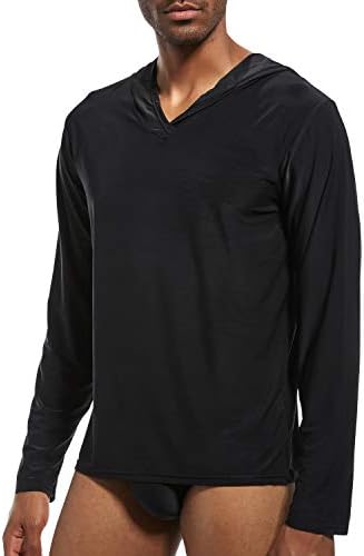 Sleepwear Pajamas Top Long Sleeve Baselayer Mens Yoga Hoddie