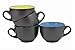 Bruntmor 24 oz Coffee Mugs Set of 4 - Oversized Black Multicolor Coffee Mugs with Handle - Ideal for Coffee, Tea, or Soup - Durable, Microwave and Dishwasher Safe Ceramic Cup for Hot or Cold Beverages