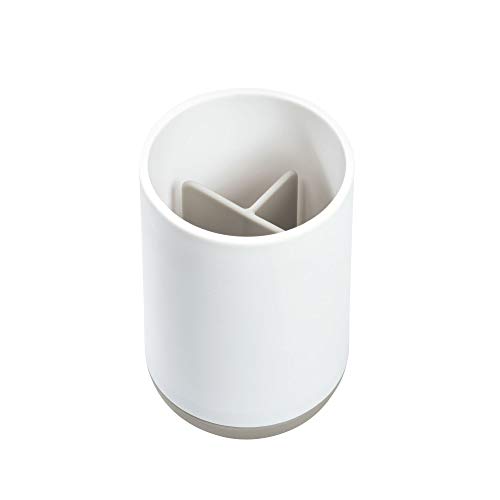 iDesign Cade Holder, Holds Normal Toothbrushes, Spin Brushes, and Toothpaste-White and Gray - Thumbnail 3