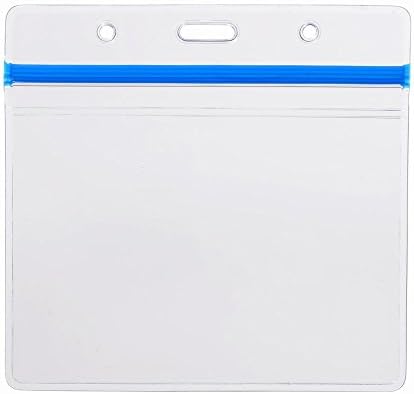 10 Pack 3x4 Heavy Duty Horizontal Name Tag Badge ID Card Holder with Blue Zipper, Fits Avery White 3 x 4 Inches Name Badge Insert and Multiple Cards by KEYLION