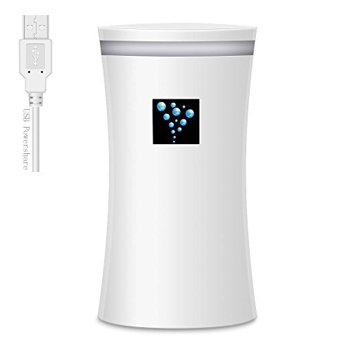 USB Mini Humidifier, 230ml Air Humidifier Anion moisturizing instrument for Car Office Baby Bedroom - White