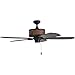 Prominence Home 41110-01 Balsam Creek Lodge Ceiling Fan, 3-Light, Faux Leather Lamp Shades, 52 Inch, Matte Black