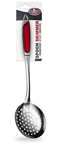 Kitchen Maestro Stainless Steel Rubber Coated Grip Spoon Skimmer
