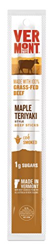 Vermont Smoke & Cure Grass Fed Beef Jerky Sticks, Maple Teriyaki, 1oz Stick