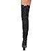 Chase & Chloe EE81 Women's Thigh High Corset Lace Up Stacked High Heel Boots