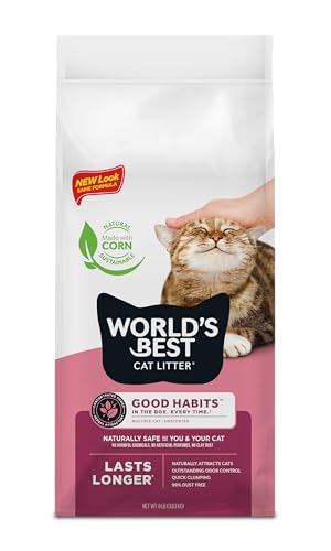 Photo 1 of WORLD'S BEST CAT LITTER Good Habits Cat Attract Litter | Natural Plant-Based Attractant | Multicat Flushable Corn Litter | Unscented Odor Control | Low Tracking & Lightweight | Made in USA 8lb Bag