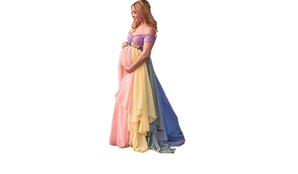 white dress with rainbow bottom