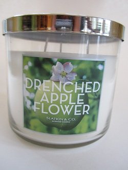 Bath and Body Works Drenched Apple Flower 3 Wick Scented Candle Slatkin & Co 14.5 Oz