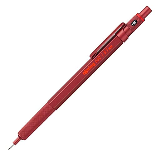 rOtring 600 Druckbleistift | 0,7 mm | Rot | Ergonomisches Vollmetallgehaeuse