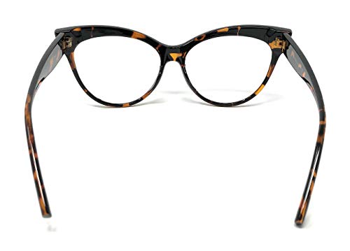 WebDeals - Cateye or High Pointed Eyeglasses or Sunglasses Vintage Inspired Fashion...... (High Point, Tortoise Brown/Clear)