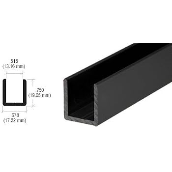 CRL Black 1/2" Fixed Panel Shower Door Deep U-Channel - 98" Length For Glass Shower Enclosures