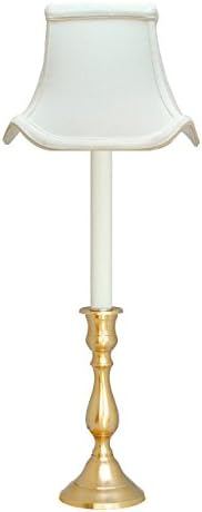 Table Lamps - Canton Candlestick Buffet LAMP - Polished Brass Base with Off White Pagoda Shade - 21"H
