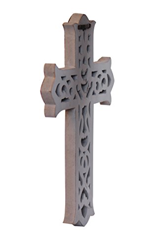 The StoreKing Wooden Decorative Wall Cross French Handmade Plaque Religious Altar Cross Home Living Room Home Decor (Design4)