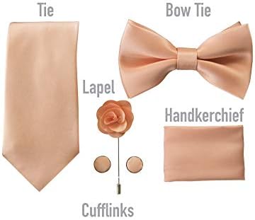 Berlioni Gift Box Set Present Tie Bow-Tie Lapel Pin Handkerchief and Cufflinks