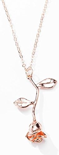 Lovers Rose Pendant Necklace Jewelry Necklace for Women Hemlock (Rose Gold)