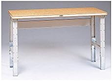 Work Bench with Stringer: 60" W x 28" D Top Construction: 12-Gauge Steel, Leg Type: Adjustable Legs, Bench Color: Dove Gray