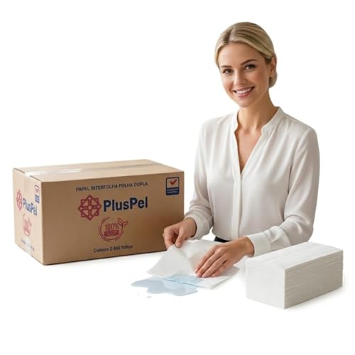 Papel Interfolha Folha dupla Premium Folha Dupla 20x21cm Alta Absorção para Banheiro e Cozinha Papel Toalha Profissional para Dispenser Pacote com 2.400 Folhas