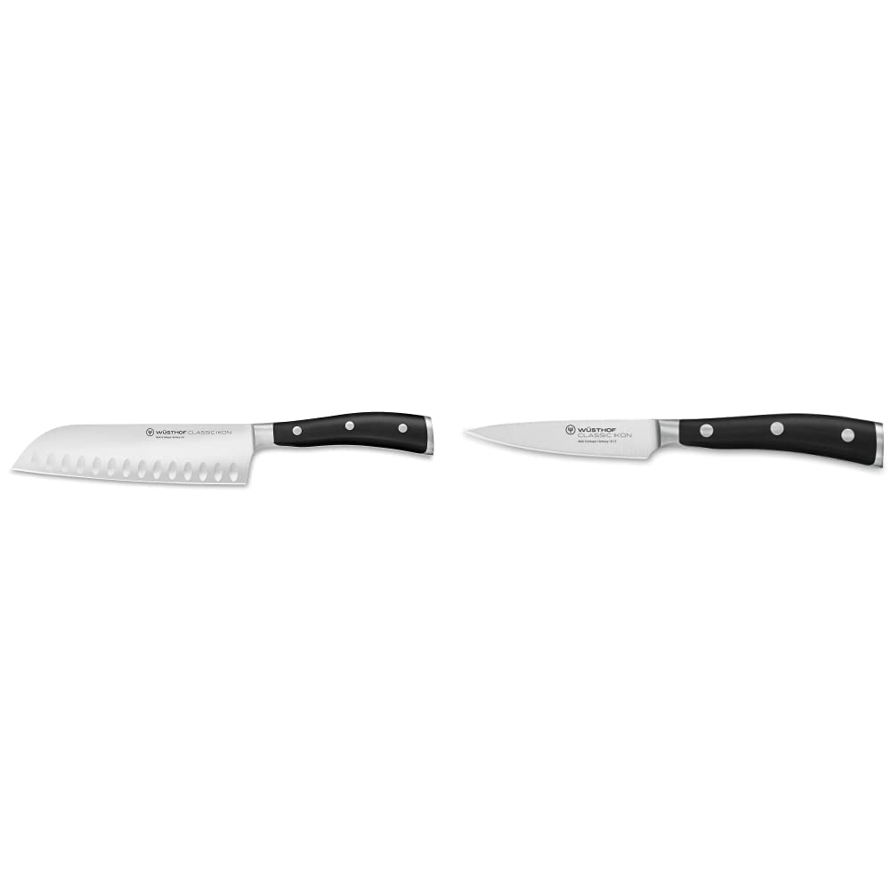 Wüsthof Classic IKON 7" Hollow Edge Santoku Knife & Classic IKON 3.5" Paring Knife Image