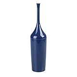 mDesign Modern Slim Compact Plastic Toilet Bowl Brush Holder Bathroom Storage - Sturdy, Deep Cleaning - Navy Blue