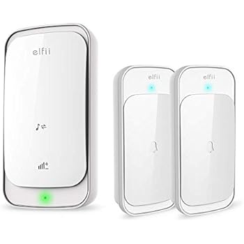 Elfii Wireless Doorbell Chime Kit,Touch Button Activated 1000FT/300M Range Operating 58 Melodies Chimes 4 Volume Levels Waterproof,2 Push Button and 1 Receiver Door Bell for Home Office House(White)