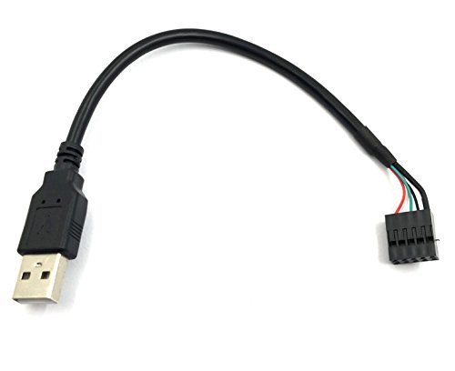 Duttek (2-Pack) 20CM USB 2.0 Type A Male to Dupont 9 Pin Female Header Motherboard Cable Cord (AM/9Pin 0.2M)