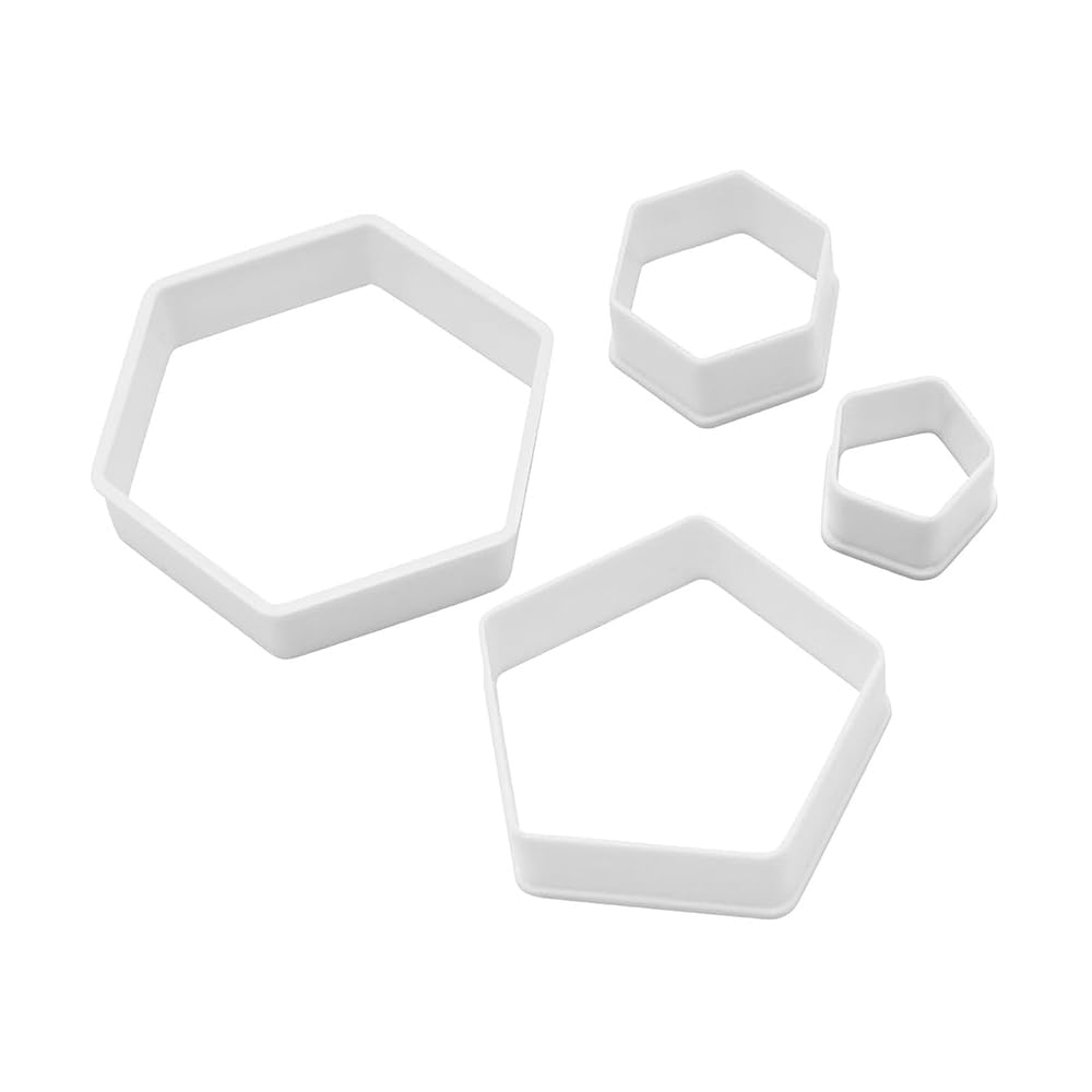 Ieron 4 Pieces Football Pattern Cookie Cu-tters,Hexagon Cookie Cu-tter,Soccer DIY Fondant molds Cu-tter, Soccer World Cup Sugar Craft Moulds for Cake Dessert Decorating Tool